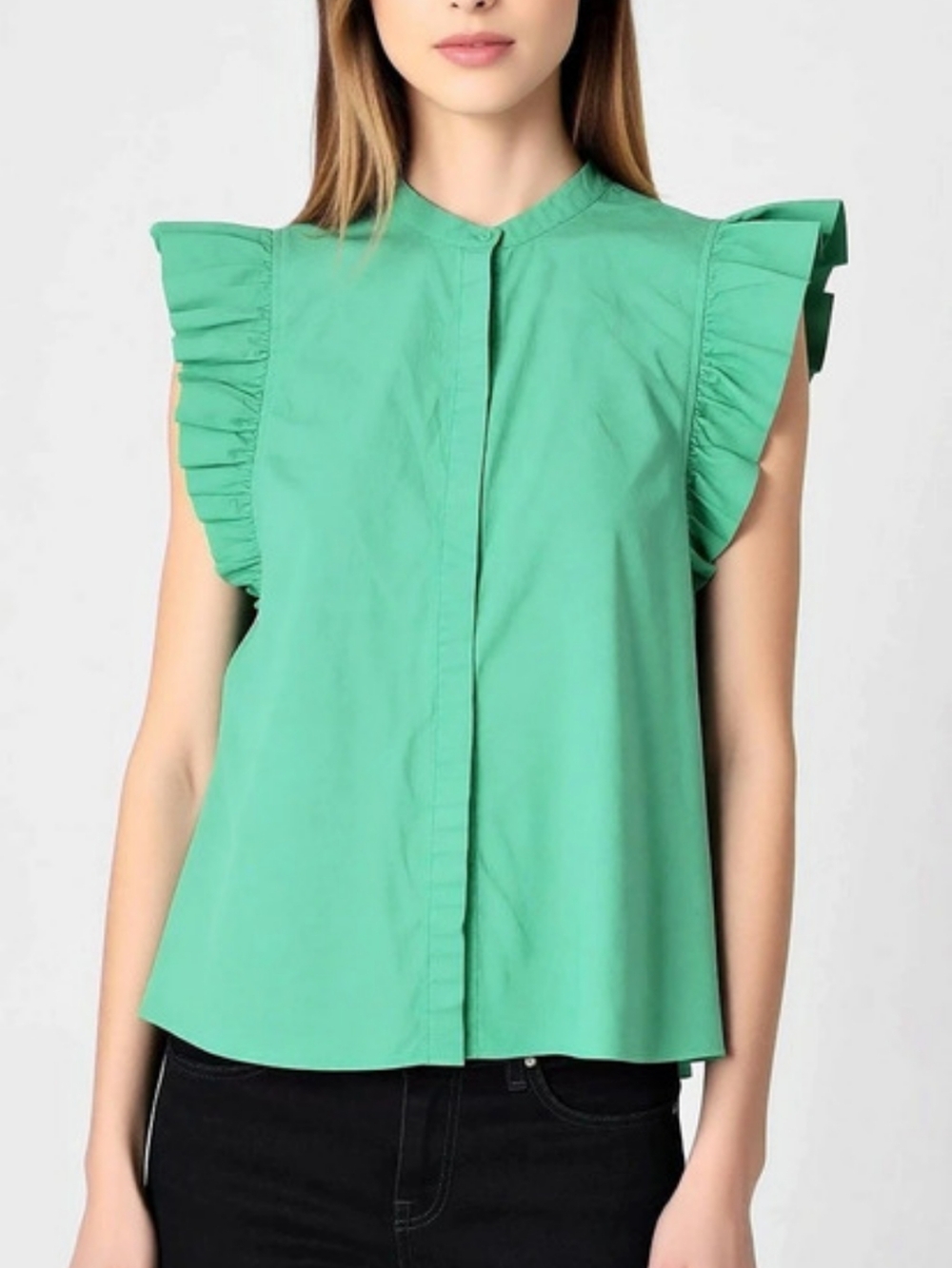 Express Flutter Sleeve Button Up Gramercy Shirt Green Sz Large